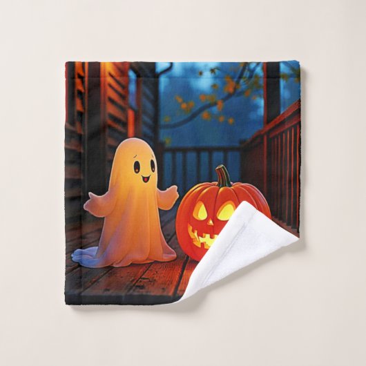 Spookachtig Schattige Halloween Glow Design Bad Handdoek (Wasdoekje)