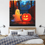 Spookachtig Schattige Halloween Glow Design Canvas Afdruk (Insitu (Slaapkamer))