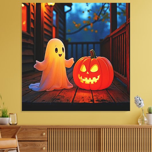 Spookachtig Schattige Halloween Glow Design Canvas Afdruk (Insitu (Woonkamer))
