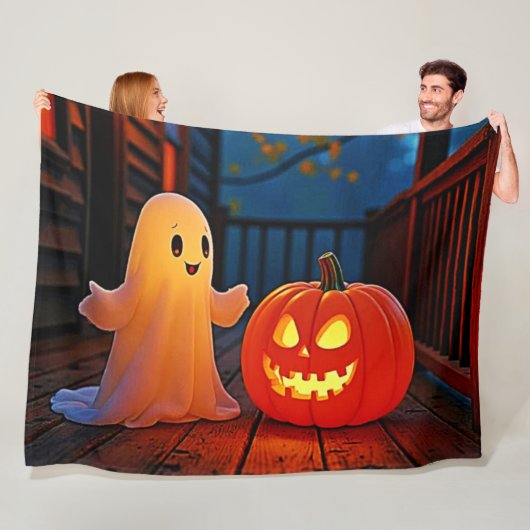 Spookachtig Schattige Halloween Glow Design Fleece Deken (In situ)