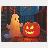 Spookachtig Schattige Halloween Glow Design Fleece Deken (Voorkant (Horizontaal))