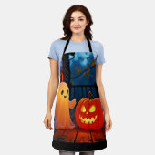 Spookachtig Schattige Halloween Glow Design Schort (Gedragen)