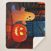Spookachtig Schattige Halloween Glow Design Sherpa Deken (Voorkant)