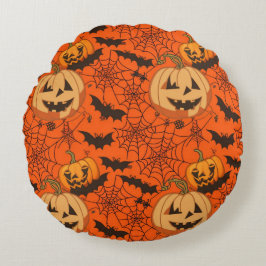 Spookachtig Schattige Halloween Naadloos Patroon Rond Kussen