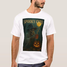 Spookachtig Schattige Halloween skelet met pompoen T-shirt