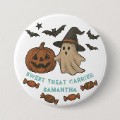 Spookachtig Schattige Halloween Tas - Ghosts, Bats Ronde Button 7,6 Cm (Voorkant)