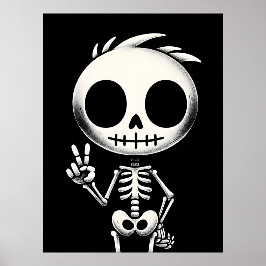 Spookachtig Schattige skelet, Halloween-kunst Poster (Voorkant)