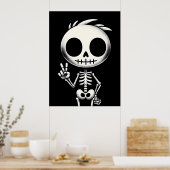 Spookachtig Schattige skelet, Halloween-kunst Poster (Keuken)