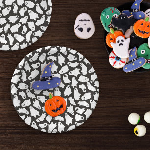 Spookachtig Schattige zwart wit spookpatroon Papieren Bordje