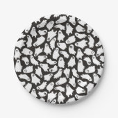 Spookachtig Schattige zwart wit spookpatroon Papieren Bordje (Voorkant)