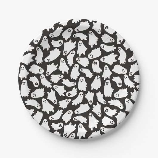 Spookachtig Schattige zwart wit spookpatroon Papieren Bordje (Voorkant)