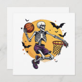 Spookachtig skelet dat basketbal dumpt Kerkhof Hal Kaart (Voorkant / Achterkant)