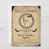 Spookachtig skelet en vleermuizen krans Halloween- Kaart (Voorkant)