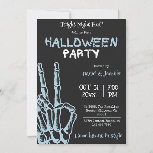 Spookachtig skelet schrik nachtplezier Halloween Kaart (Voorkant)