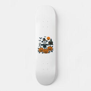 Spookachtig skelet vogelverschrikker en spookhuis  persoonlijk skateboard