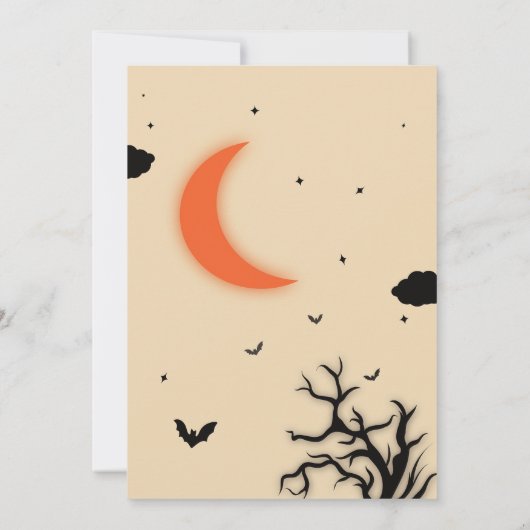 Spookachtig Spokenhuis Zwarte Ontwerp Halloween Kaart (Achterkant)