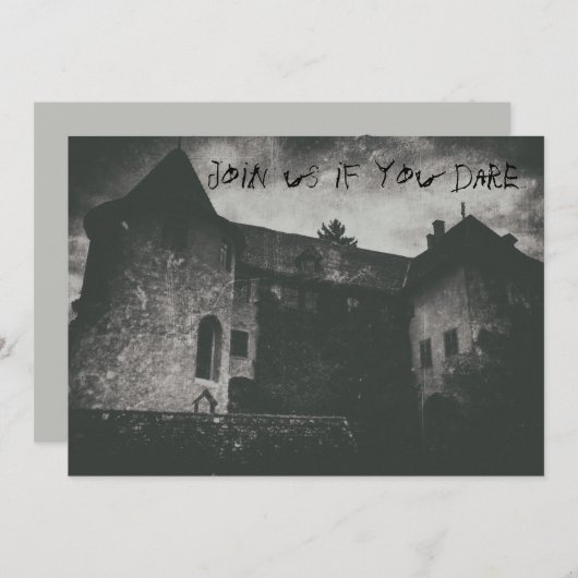 Spookachtig spookhuis Grungy Spooky Monochrome Kaart (Voorkant / Achterkant)