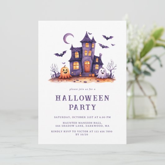 Spookachtig spookhuis voor kinderen Kinder Hallowe Kaart (Staand voorkant)