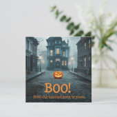 Spookachtig stadsplein Halloween ontwerp (Staand voorkant)