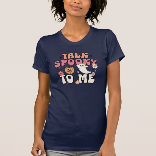 Spookachtig tegen me praten, retro typografie, gro t-shirt (Voorkant)