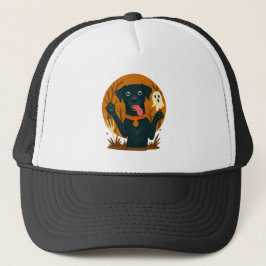 Spookachtig Zwart Hondje met Geest Trucker Pet