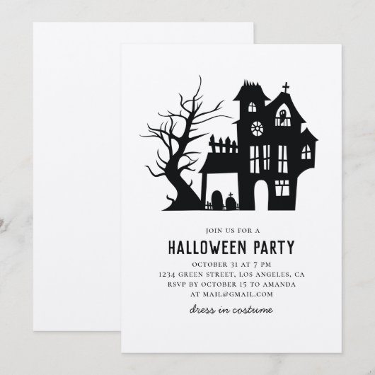 Spookachtig zwart spookhuis. Halloween feest rusti Kaart (Voorkant / Achterkant)