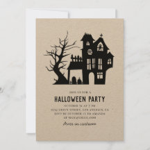 Spookachtig zwart spookhuis. Halloween feest rusti