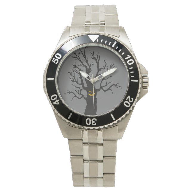 Spookachtige Allure: Halloween roestvrij stalen ar Horloge (Voorkant)