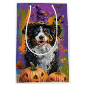 Spookachtige Australische herder Halloween heksenp Medium Cadeauzakje (Voorkant)