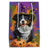 Spookachtige Australische herder Halloween heksenp Medium Cadeauzakje (Achterkant)