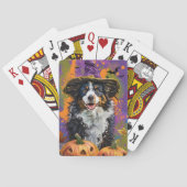 Spookachtige Australische herder Halloween heksenp Pokerkaarten (Achterkant)