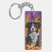 Spookachtige Australische herder Halloween heksenp Sleutelhanger (Voorkant Links)