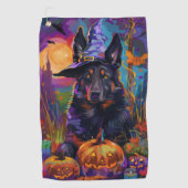 Spookachtige Belgische Herder Halloween Witch Pump Golfhanddoek (Voorkant)