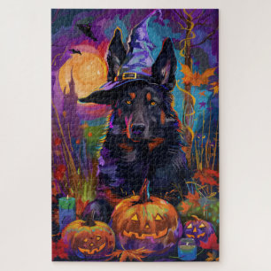 Spookachtige Belgische Herder Halloween Witch Pump Legpuzzel