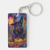 Spookachtige Belgische Herder Halloween Witch Pump Sleutelhanger (achterkant)