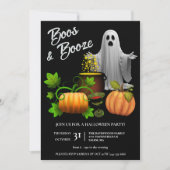Spookachtige boeken en drank Halloween Party Kaart (Voorkant)