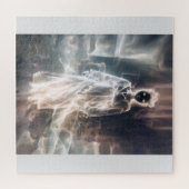 Spookachtige buitenaardse vrouw zwart-wit griezeli legpuzzel (Horizontaal)