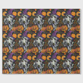 Spookachtige Dalmatische Hond Halloween Heksenen P Cadeaupapier (Vlak)