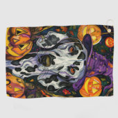 Spookachtige Dalmatische Hond Halloween Heksenen P Golfhanddoek (Horizontaal)