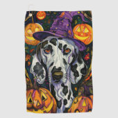 Spookachtige Dalmatische Hond Halloween Heksenen P Golfhanddoek (Voorkant)