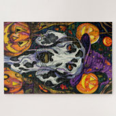 Spookachtige Dalmatische Hond Halloween Heksenen P Legpuzzel (Horizontaal)