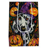 Spookachtige Dalmatische Hond Halloween Heksenen P Medium Cadeauzakje (Achterkant)
