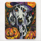 Spookachtige Dalmatische Hond Halloween Heksenen P Muismat (Voorkant)