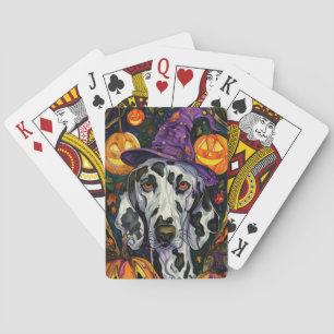 Spookachtige Dalmatische Hond Halloween Heksenen P Pokerkaarten