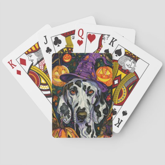 Spookachtige Dalmatische Hond Halloween Heksenen P Pokerkaarten (Achterkant)