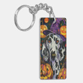 Spookachtige Dalmatische Hond Halloween Heksenen P Sleutelhanger (Voorkant Links)