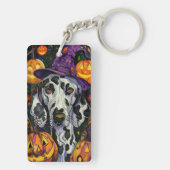 Spookachtige Dalmatische Hond Halloween Heksenen P Sleutelhanger (achterkant)