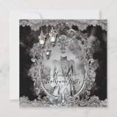  spookachtige dame Halloween Dinner Party Kaart (Voorkant)