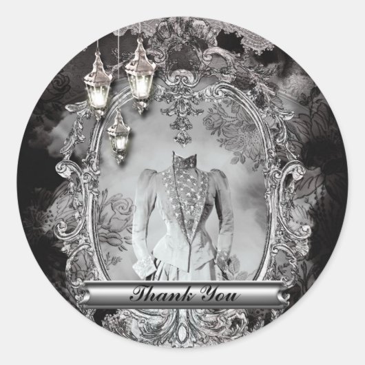  spookachtige dame halloween kostuum partij gunst ronde sticker (Voorkant)