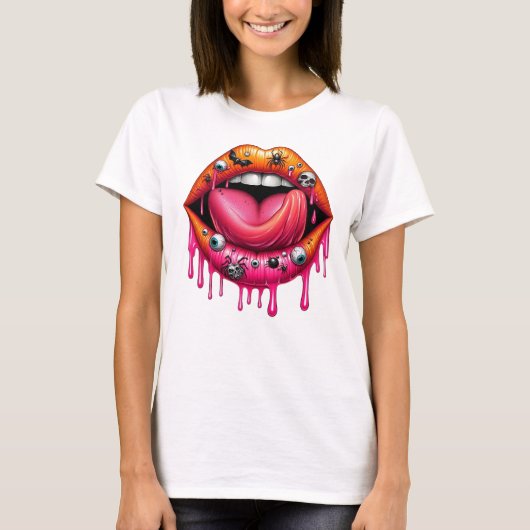 Spookachtige druipende lippen t-shirt (Voorkant)